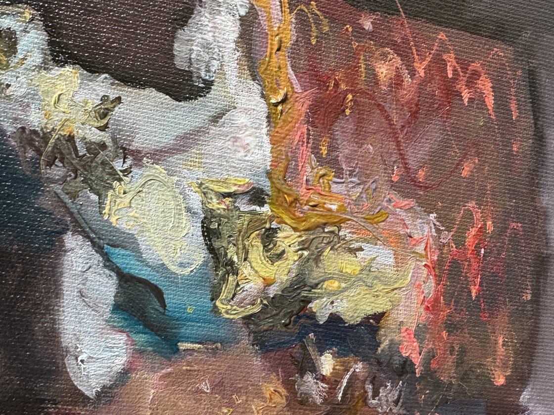 A painting titled '3 Kittens in Basket by Ryan Louder' by Ryan Louder