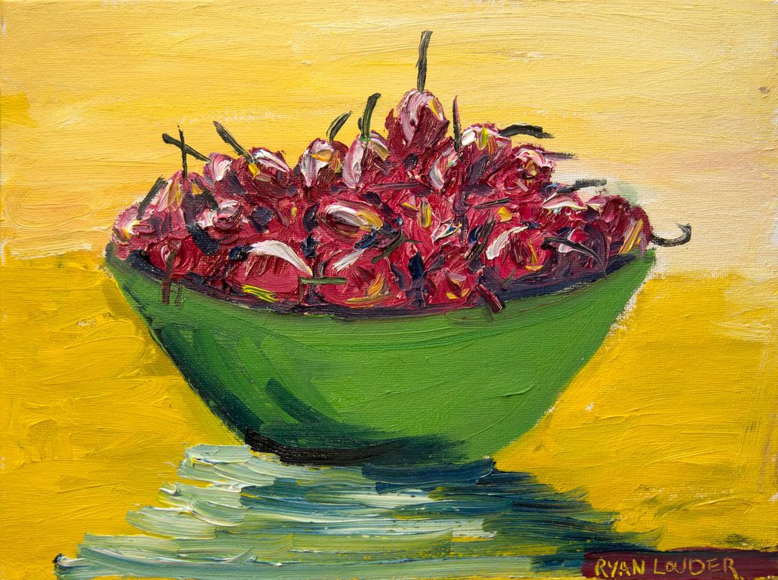 A painting titled 'Cherry by Ryan Louder' by Ryan Louder