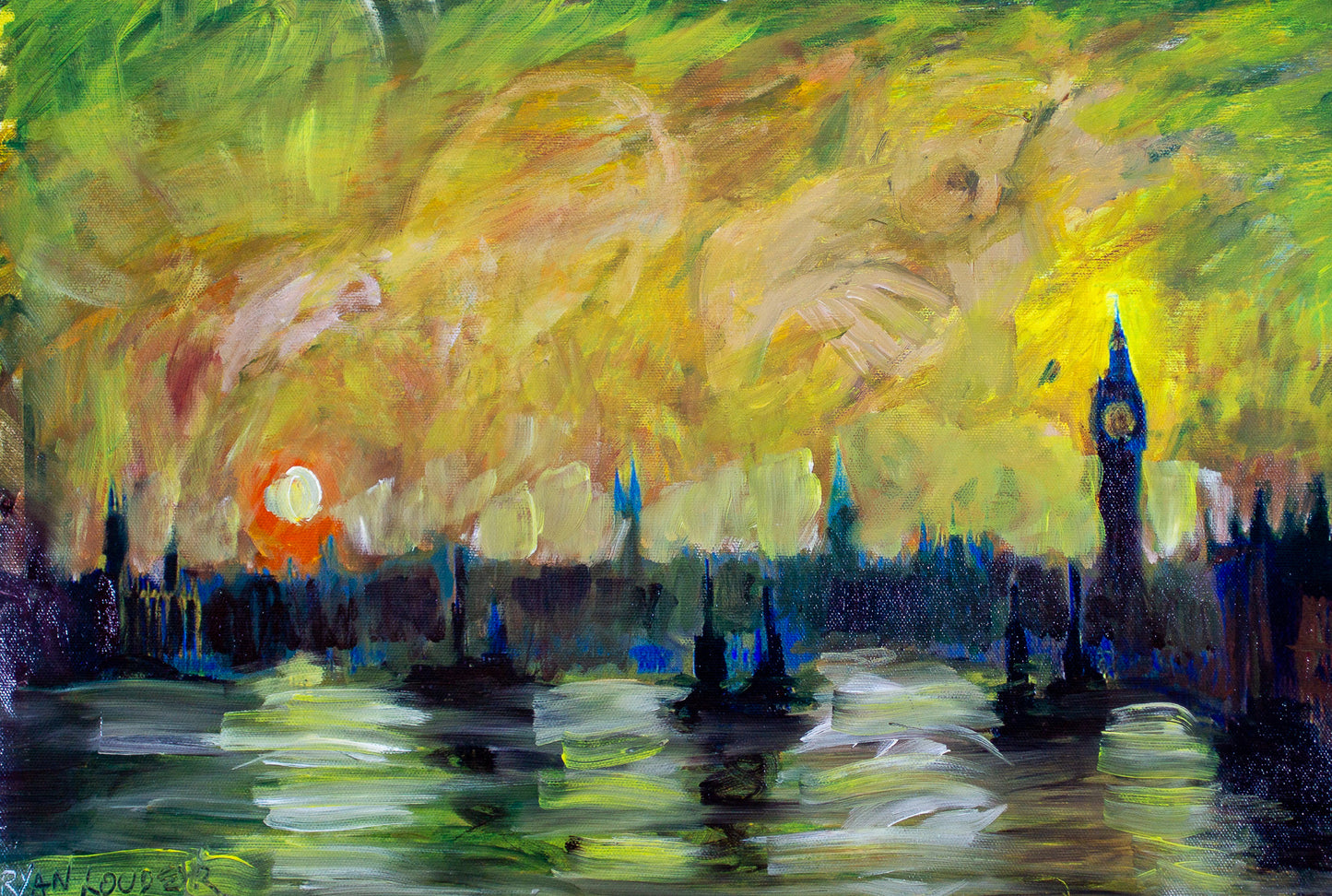 A painting titled 'On The Thames' by London Paintings