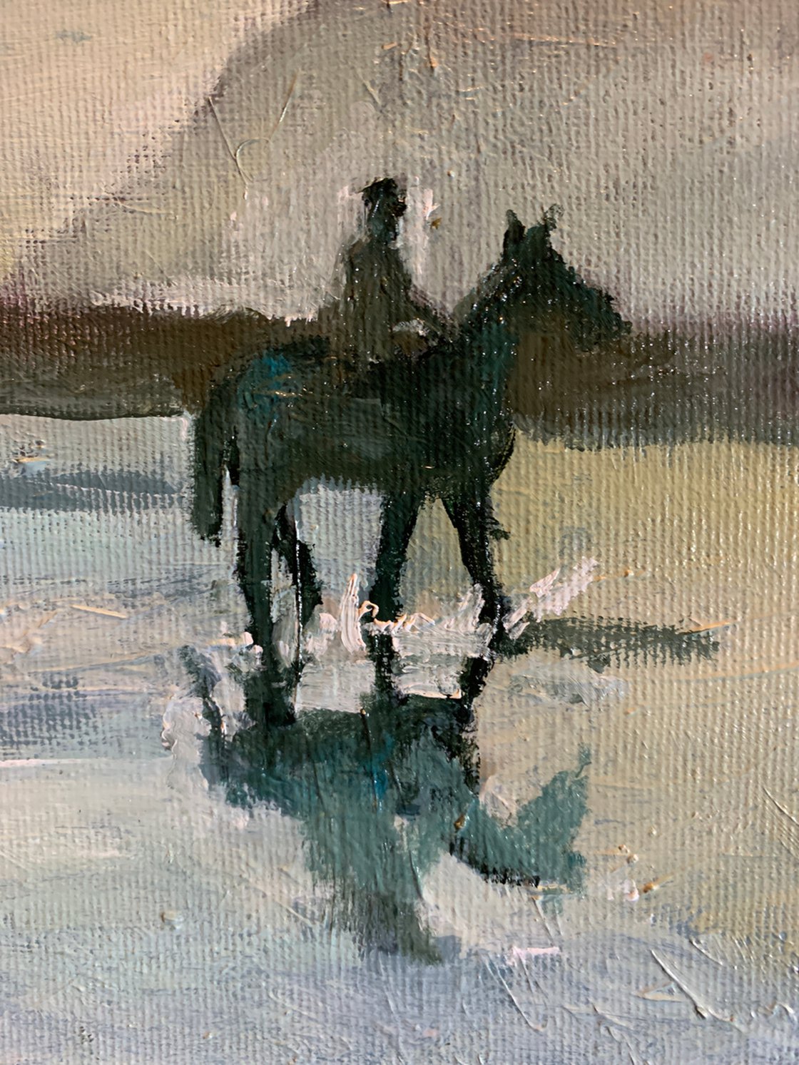 Horse Riding On The Beach At Dawn by Ryan Louder - Sold