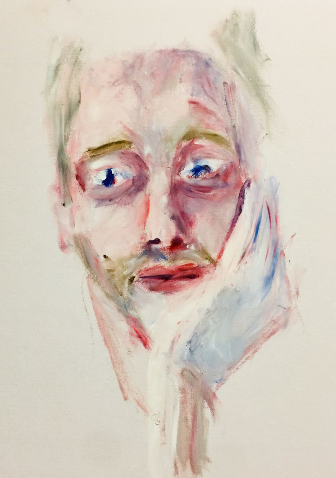 A painting titled 'Face Study 2 Oil On Paper 11.7x16.5 A3 by Ryan Louder' by Ryan Louder