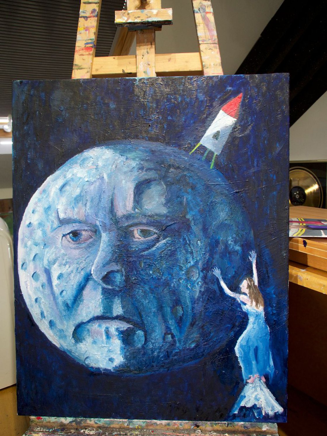 A painting titled 'Dark Side Of The Moon by Ryan Louder' by Ryan Louder