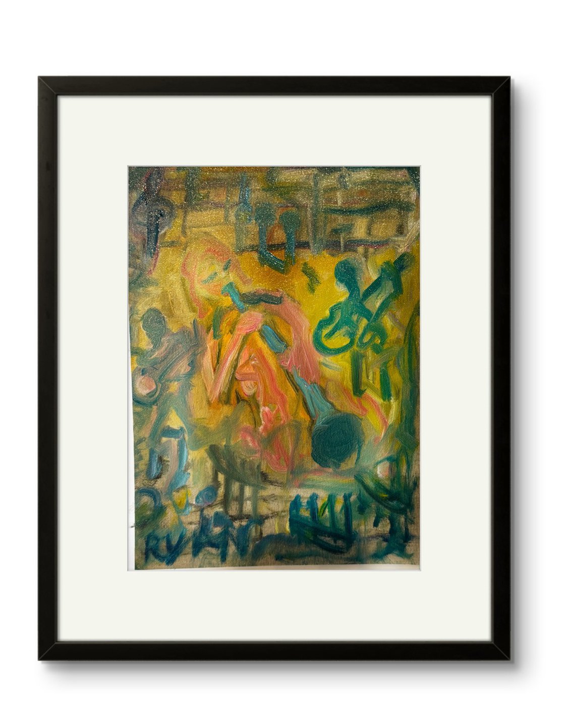 A painting titled 'Clarinet Playing Jazz by Ryan Louder' by Ryan Louder