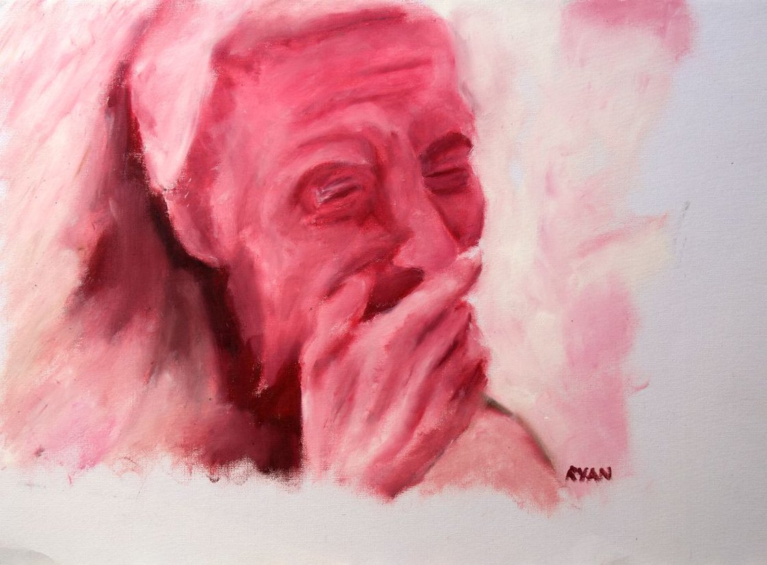 A painting titled 'losing the love of her life by Ryan Louder' by Ryan Louder