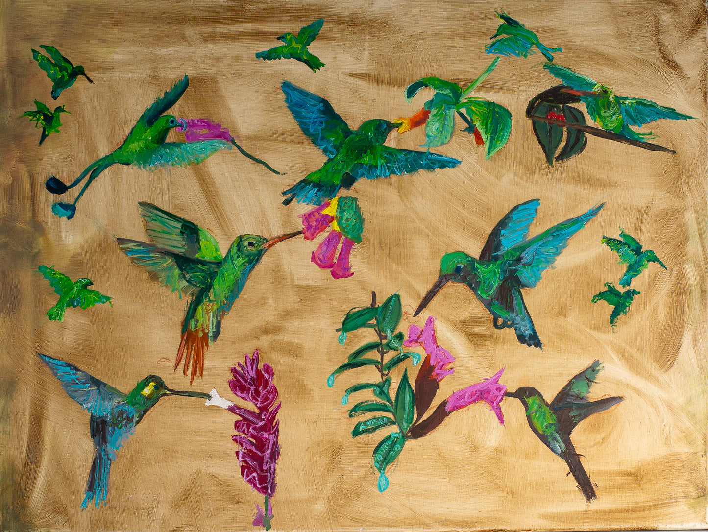 A painting titled 'Humming Birds' by London Paintings