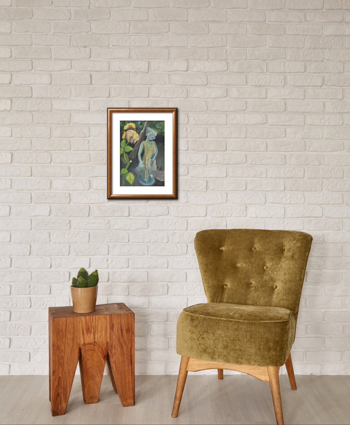 A painting titled 'Statue and A Wilting Rose by Ryan Louder' by Ryan Louder