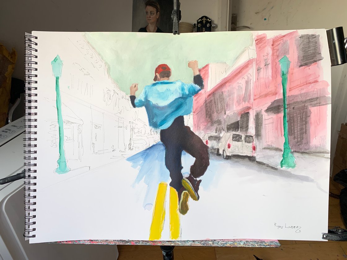 Dancing In The Street 17x24 by Ryan Louder - Sold