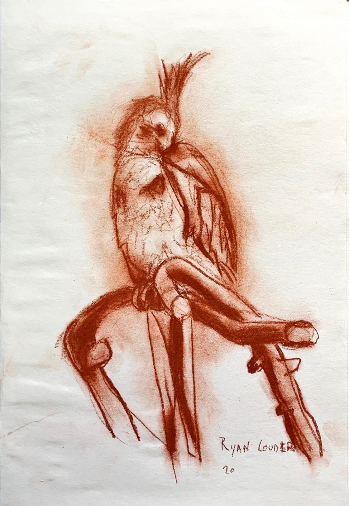 A painting titled 'Cockatiel Preening 12x16 by Ryan Louder' by Ryan Louder