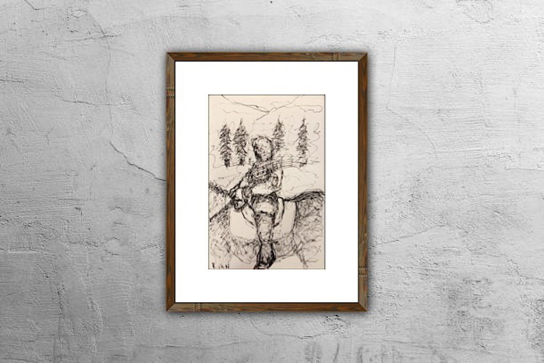 A painting titled 'In The Whistling Winter Wind by Ryan Louder' by Ryan Louder