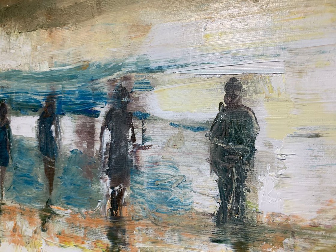 Beach Walking With Friends by Ryan Louder - Sold