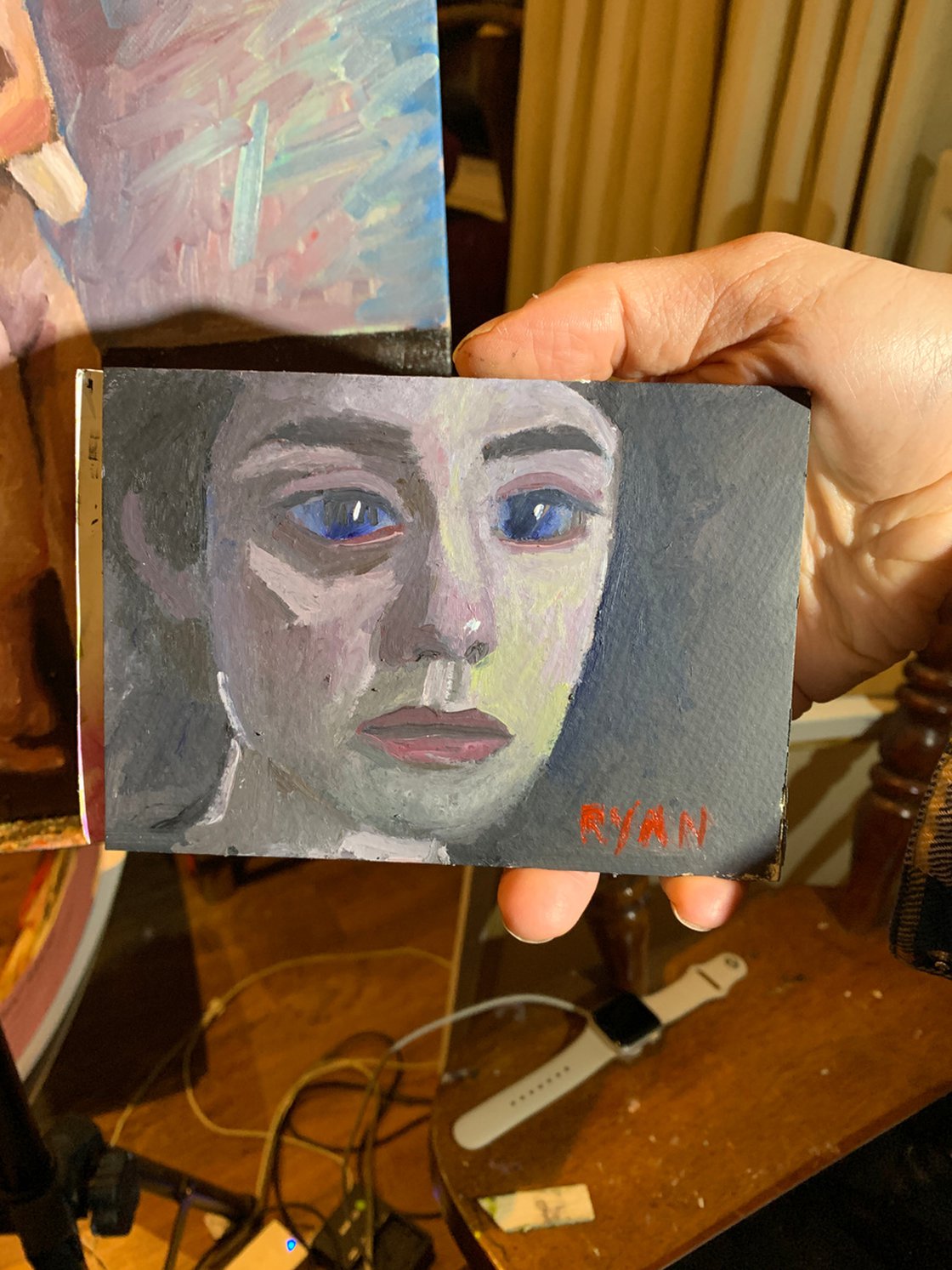 Small Portrait Of A Woman Study 5x4 by Ryan Louder