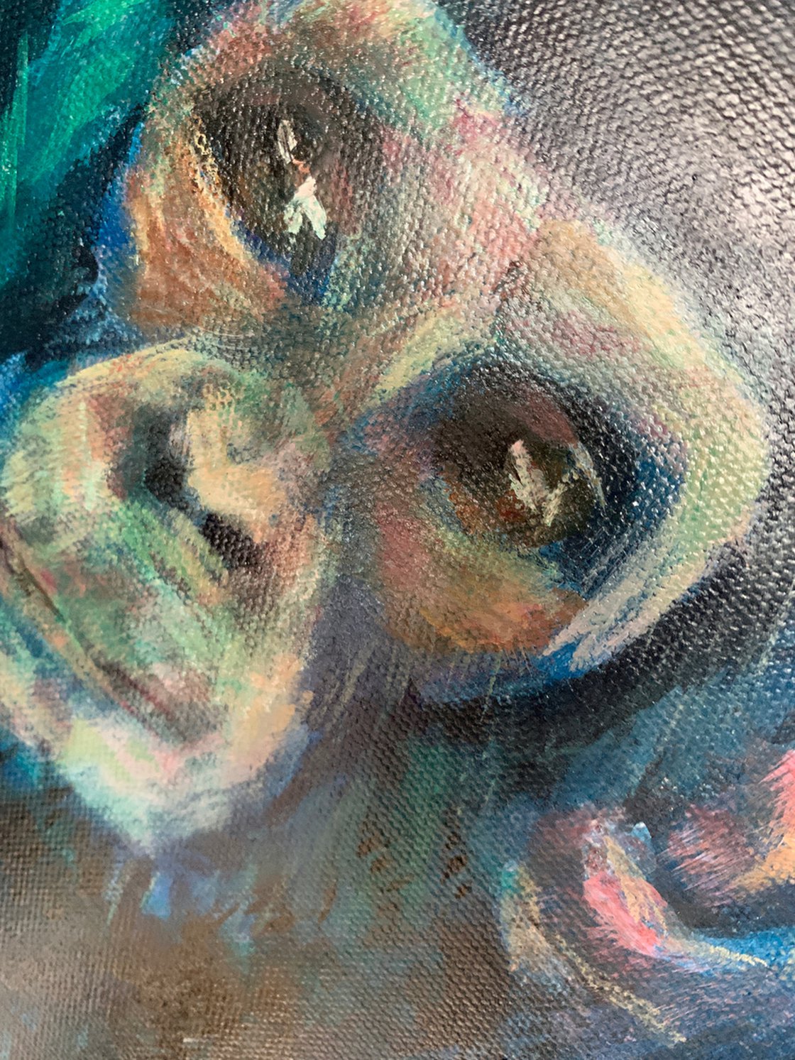 A painting titled 'Chimpanzee Swinging by Ryan Louder' by Ryan Louder
