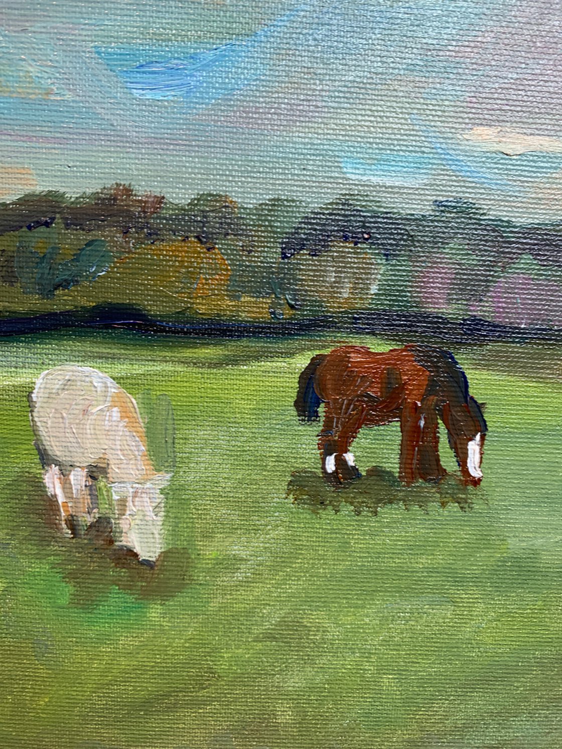 A painting titled 'Landscape with Horses by Ryan Louder' by Ryan Louder