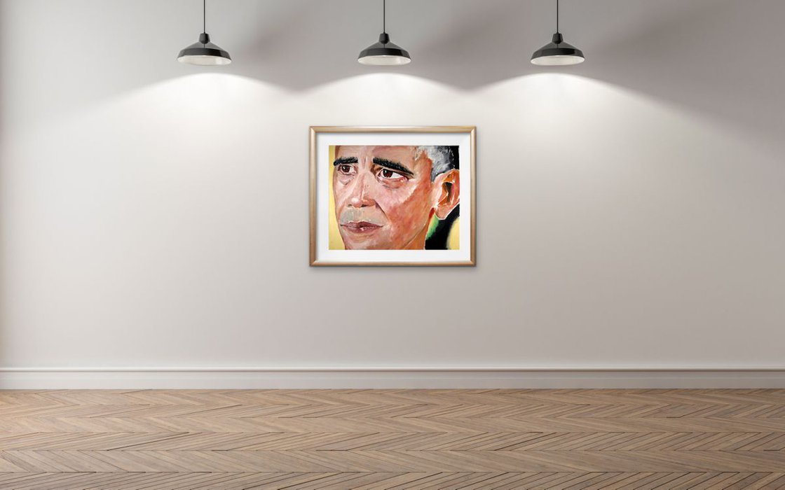 A painting titled 'Obama by Ryan Louder' by Ryan Louder