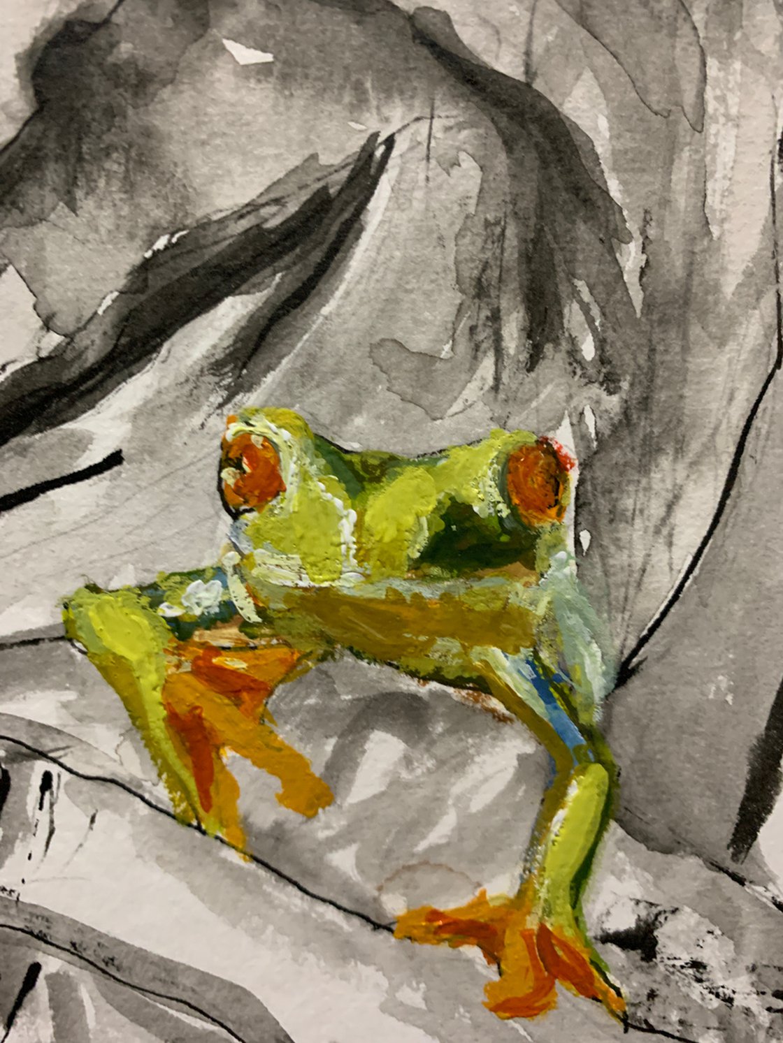 A painting titled 'Sir David Attenborough by Ryan Louder' by Ryan Louder