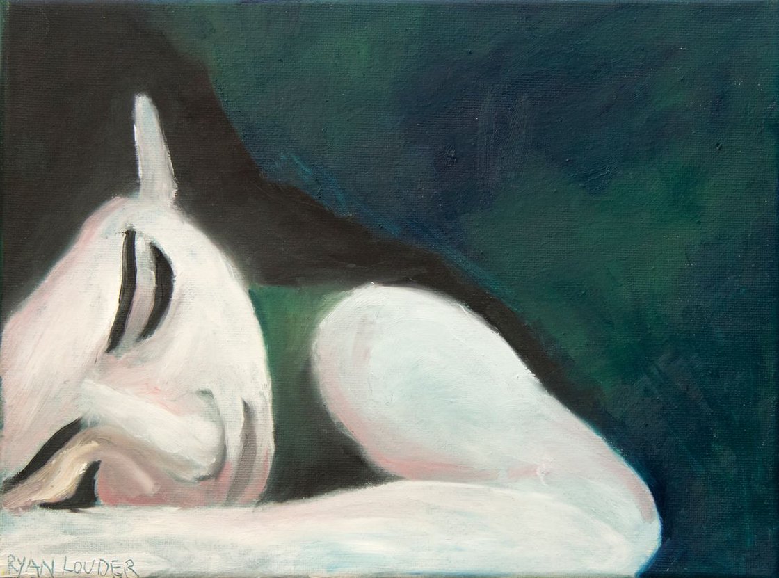 A painting titled 'Sleeping Girl by Ryan Louder' by Ryan Louder