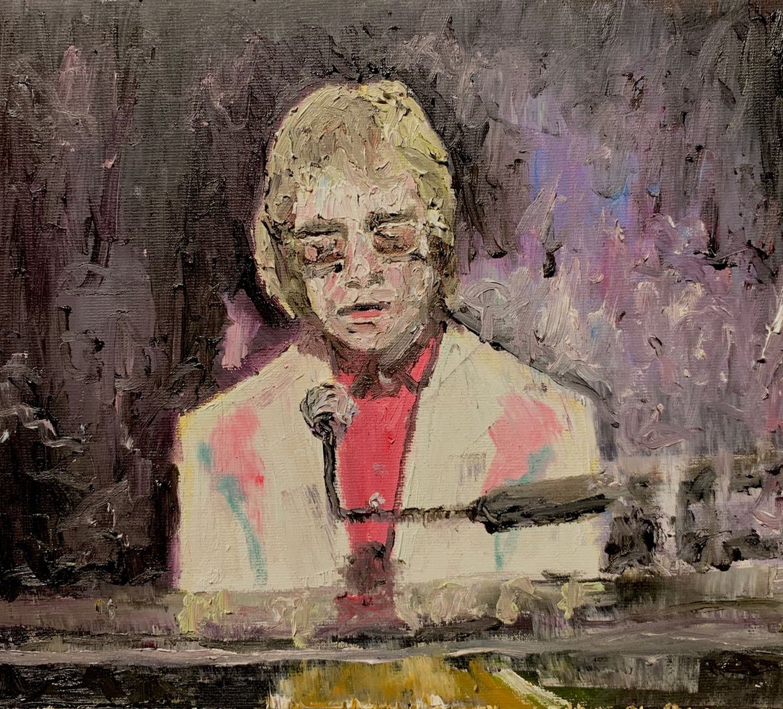 A painting titled 'Elton John by Ryan Louder' by Ryan Louder