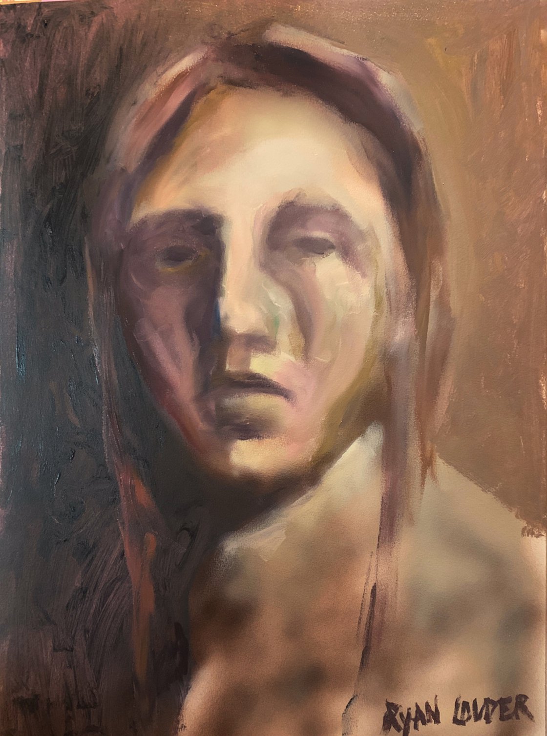 A painting titled 'Driven From His Home by Ryan Louder' by Ryan Louder