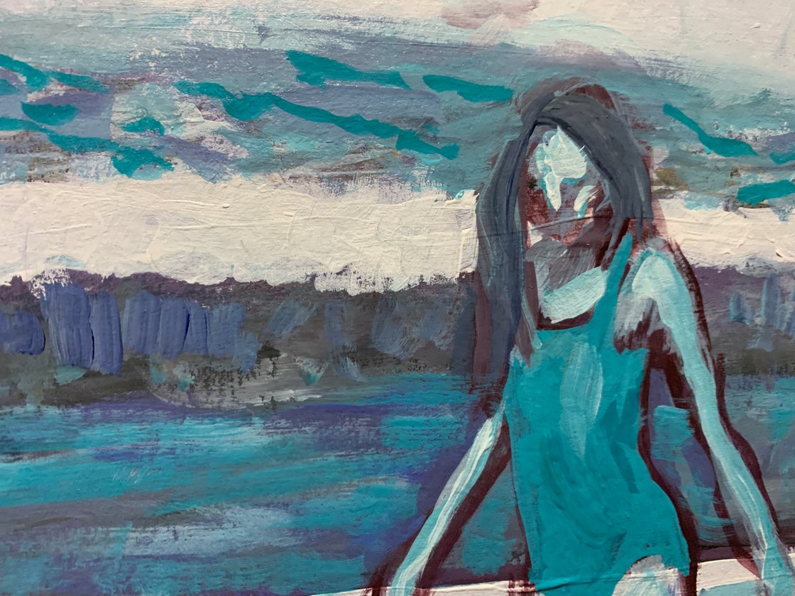 A painting titled 'Blue Beach by Ryan Louder' by Ryan Louder