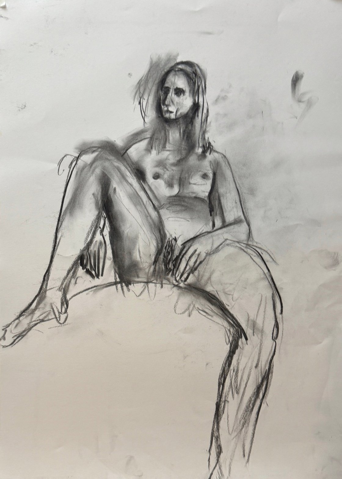 Nude Zoma 2 - 16x23 Oil and Charcoal On Paper by Ryan Louder