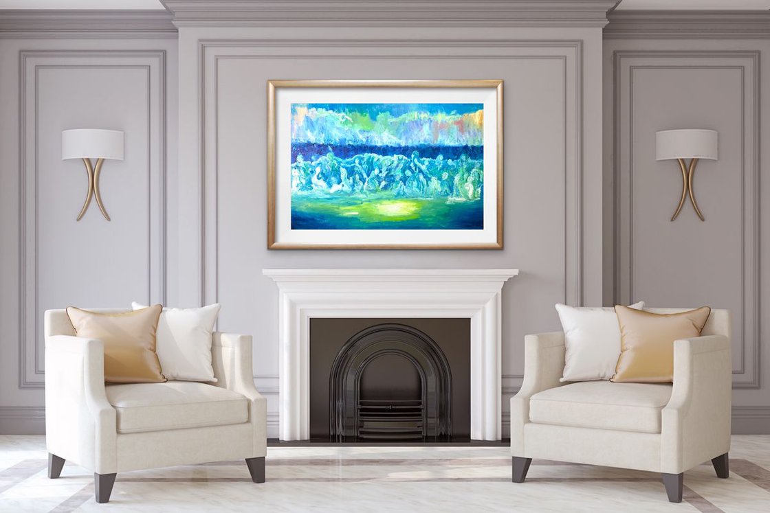 A painting titled 'Waves by Ryan Louder' by Ryan Louder