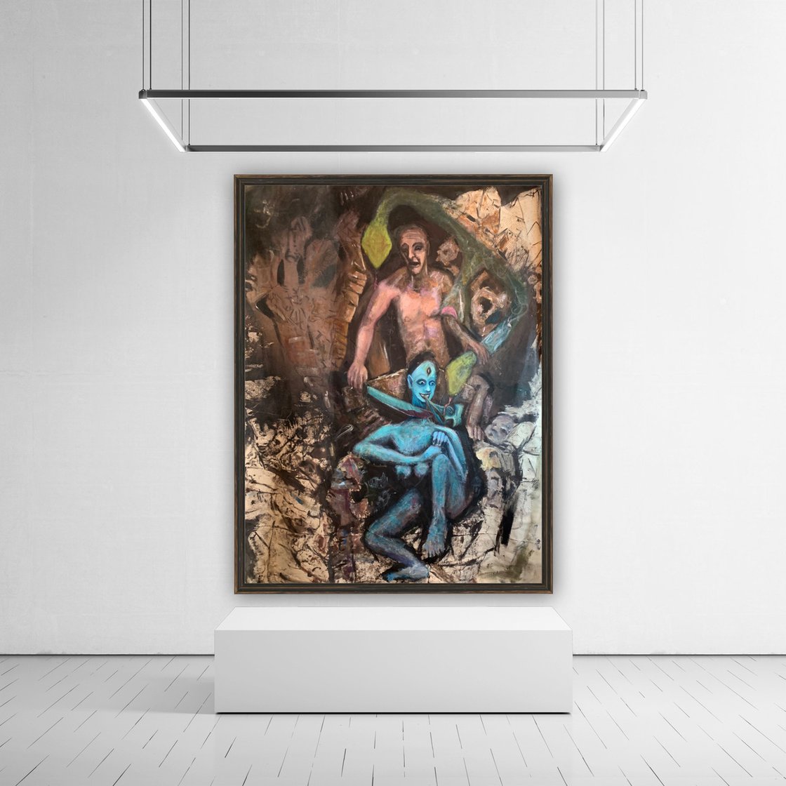 A painting titled 'Cleopatra The Man Eater by Ryan Louder' by Ryan Louder