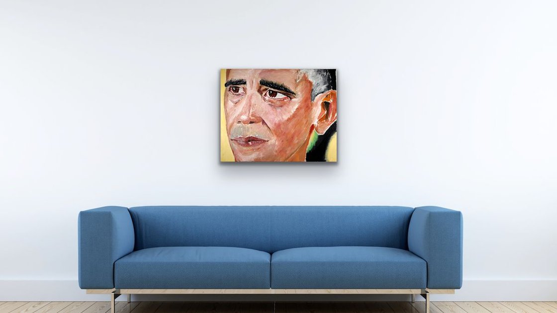 A painting titled 'Obama by Ryan Louder' by Ryan Louder