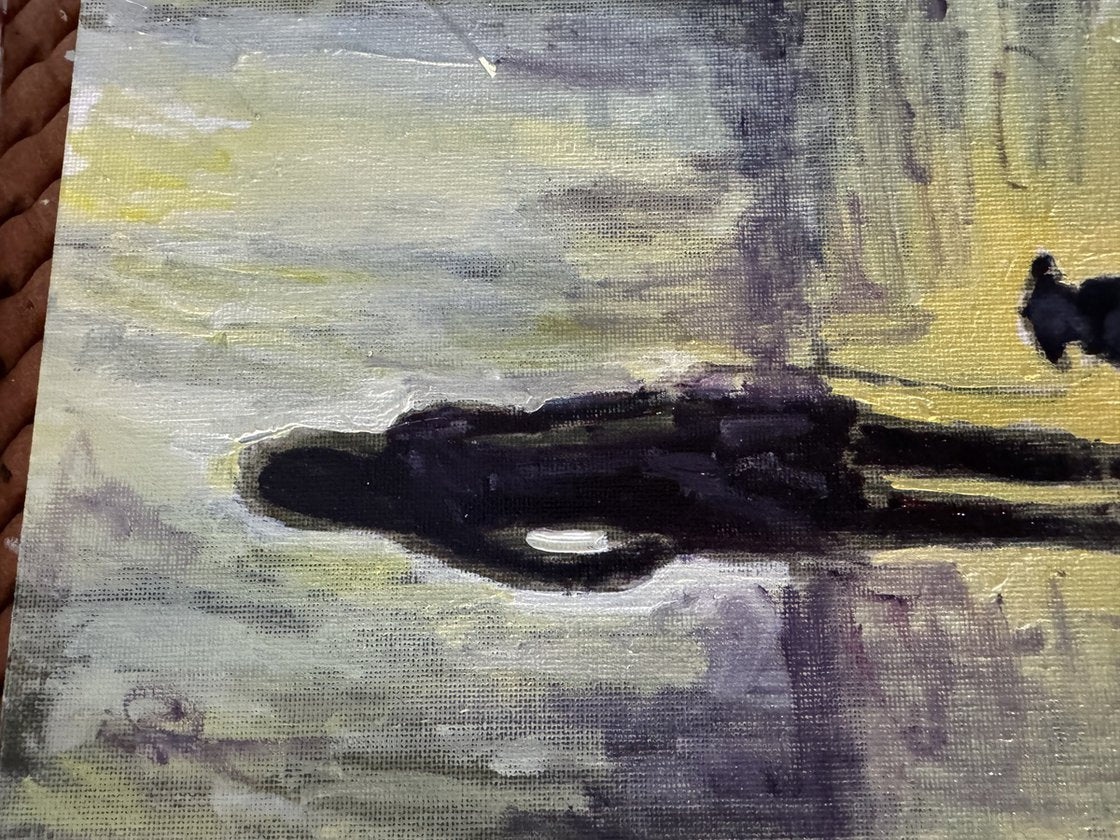 A painting titled 'Dog Walking In The City by Ryan Louder' by Ryan Louder