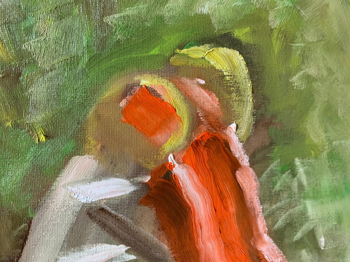 A painting titled 'The Orange Slide by Ryan Louder' by Ryan Louder