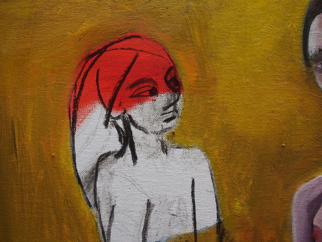 A painting titled 'Three Women by Ryan Louder' by Ryan Louder