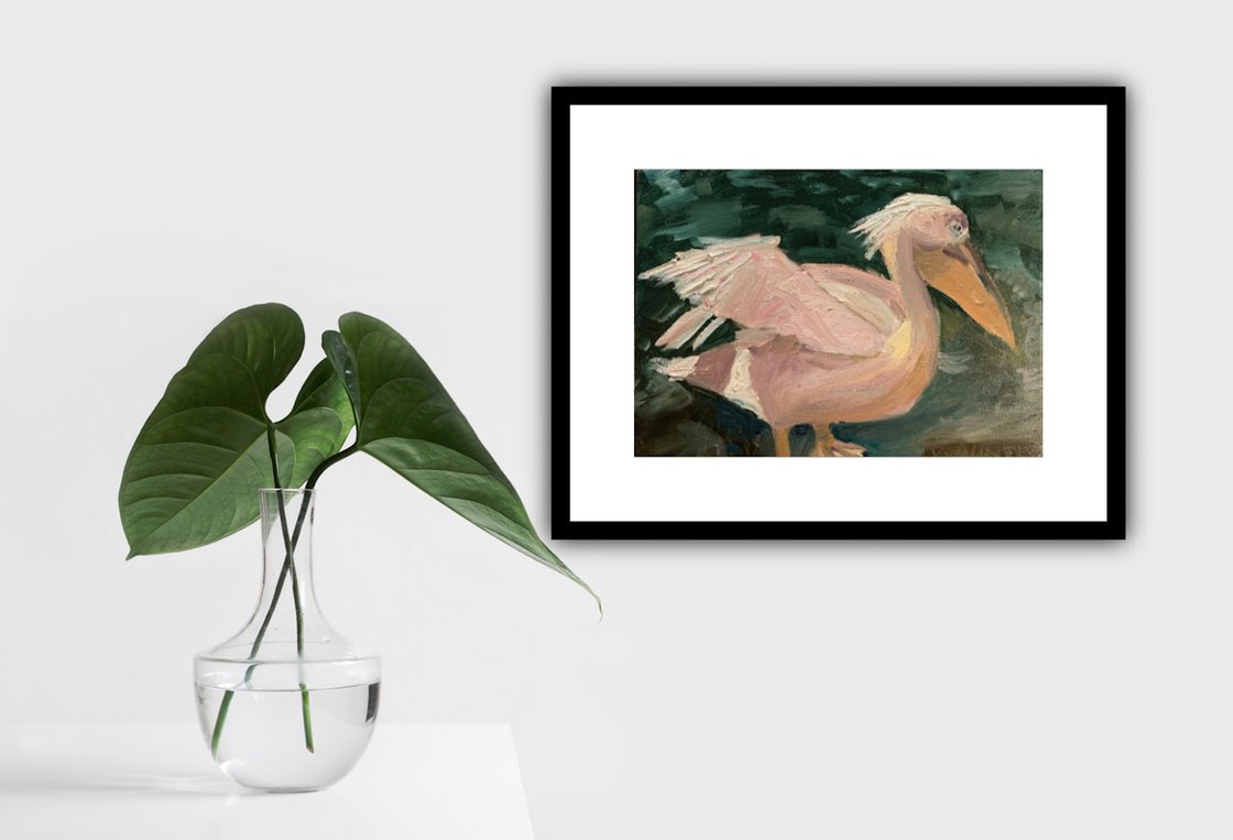 A painting titled 'Pelican In St James Park Study 9x12 by Ryan Louder' by Ryan Louder