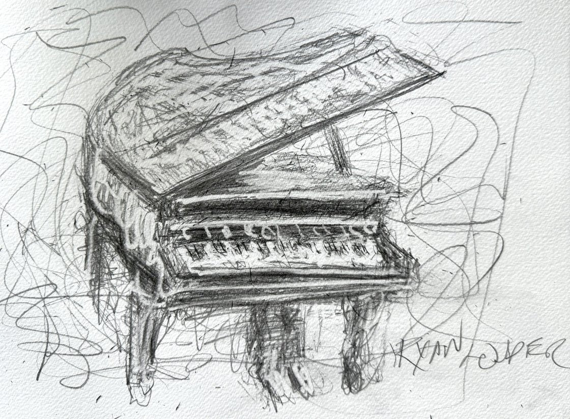 A painting titled 'The Happy Piano by Ryan Louder' by Ryan Louder