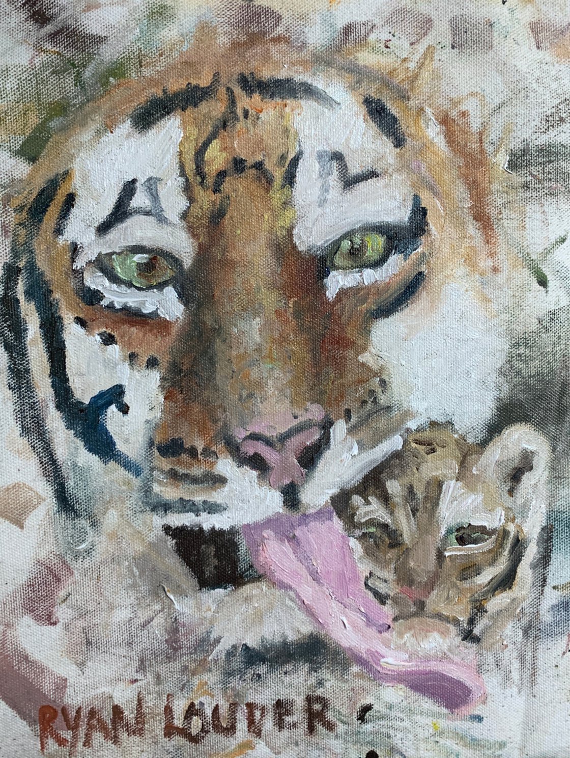 Tiger And Cub by Ryan Louder - Sold