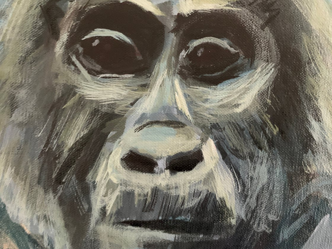 Three Gorillas and a Curious Baby Gorilla by Ryan Louder - Sold