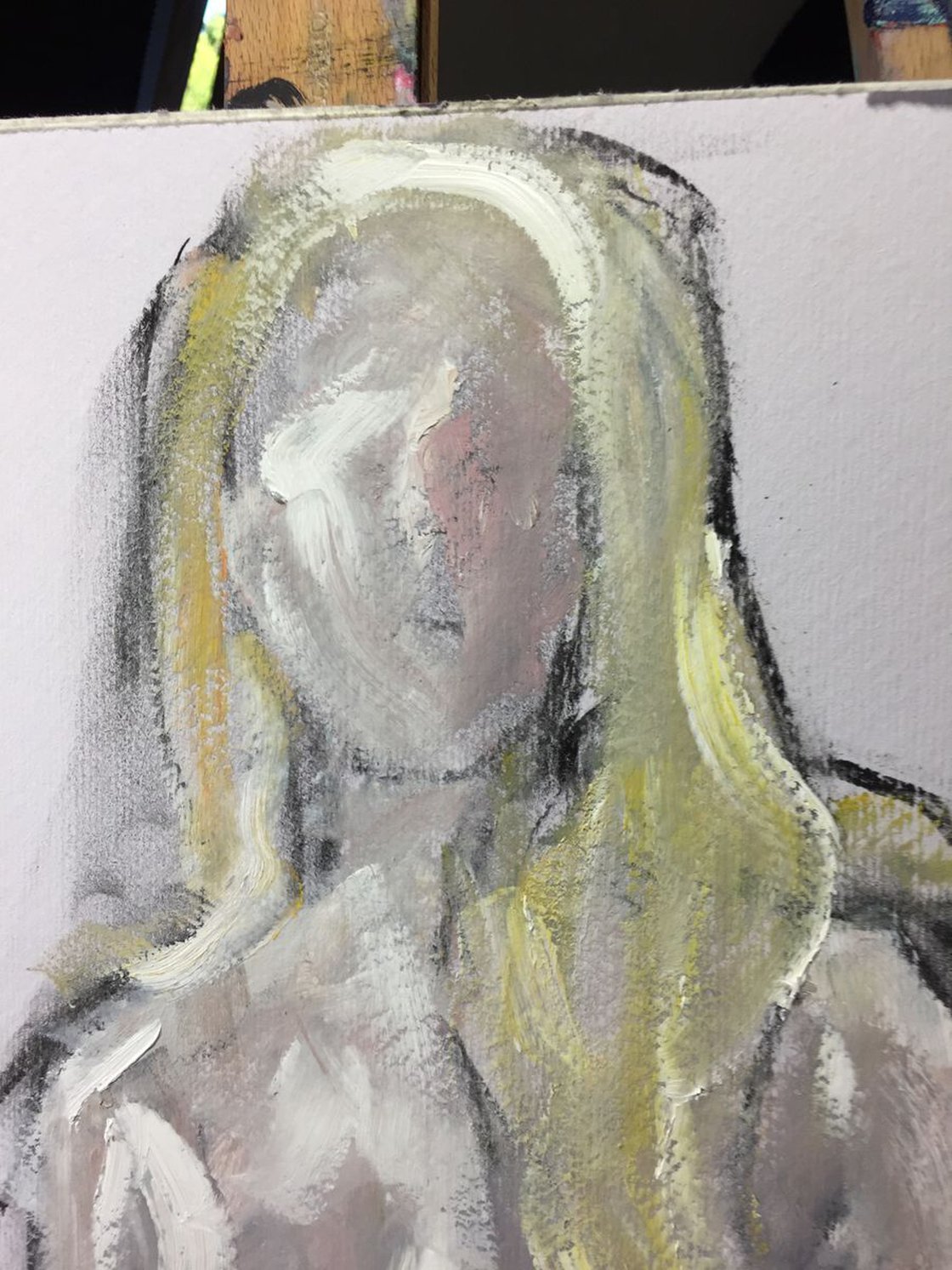 A painting titled 'Nude 3 16x23 Oil and Charcoal On Paper by Ryan Louder' by Ryan Louder