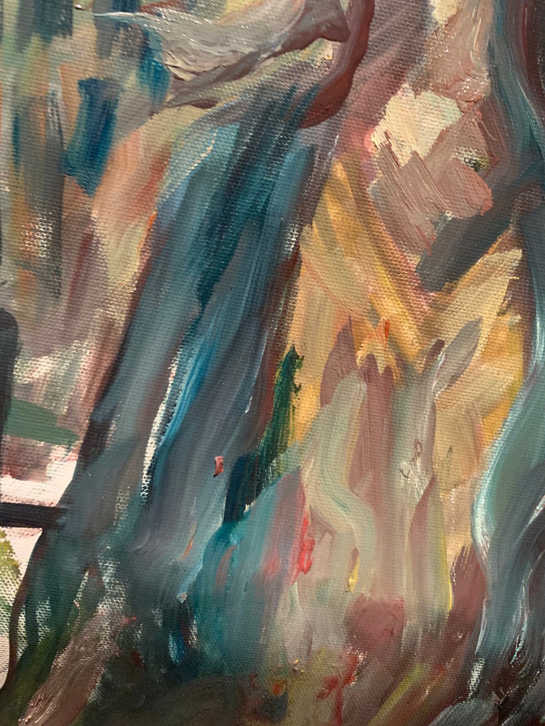 A painting titled 'Summer Walk In Town by Ryan Louder' by Ryan Louder