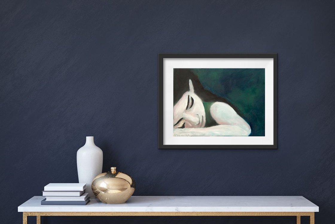 A painting titled 'Sleeping Girl by Ryan Louder' by Ryan Louder