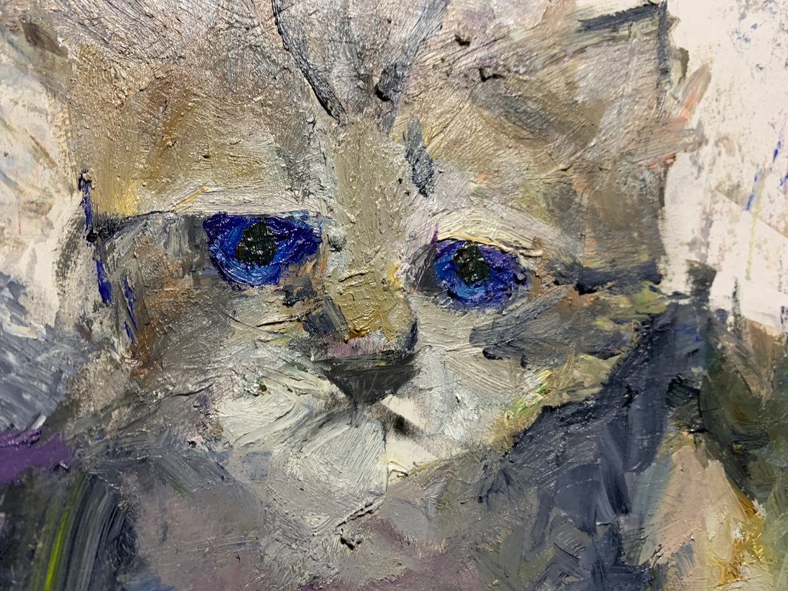 A painting titled 'Three Kittens by Ryan Louder' by Ryan Louder