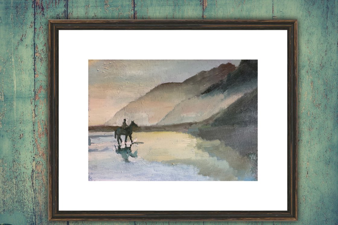 Horse Riding On The Beach At Dawn by Ryan Louder - Sold