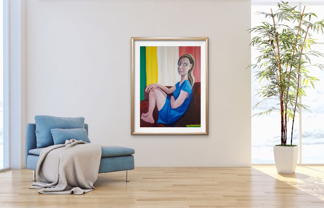 A painting titled 'Curious by Ryan Louder' by Ryan Louder
