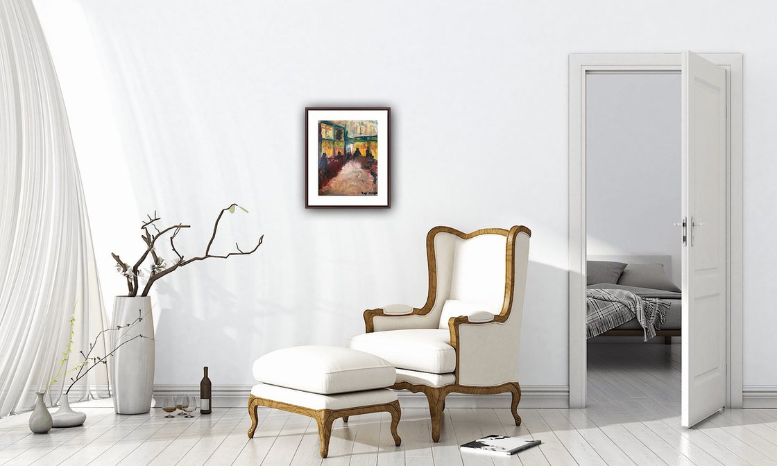 A painting titled 'Covent Garden At Night by Ryan Louder' by Ryan Louder