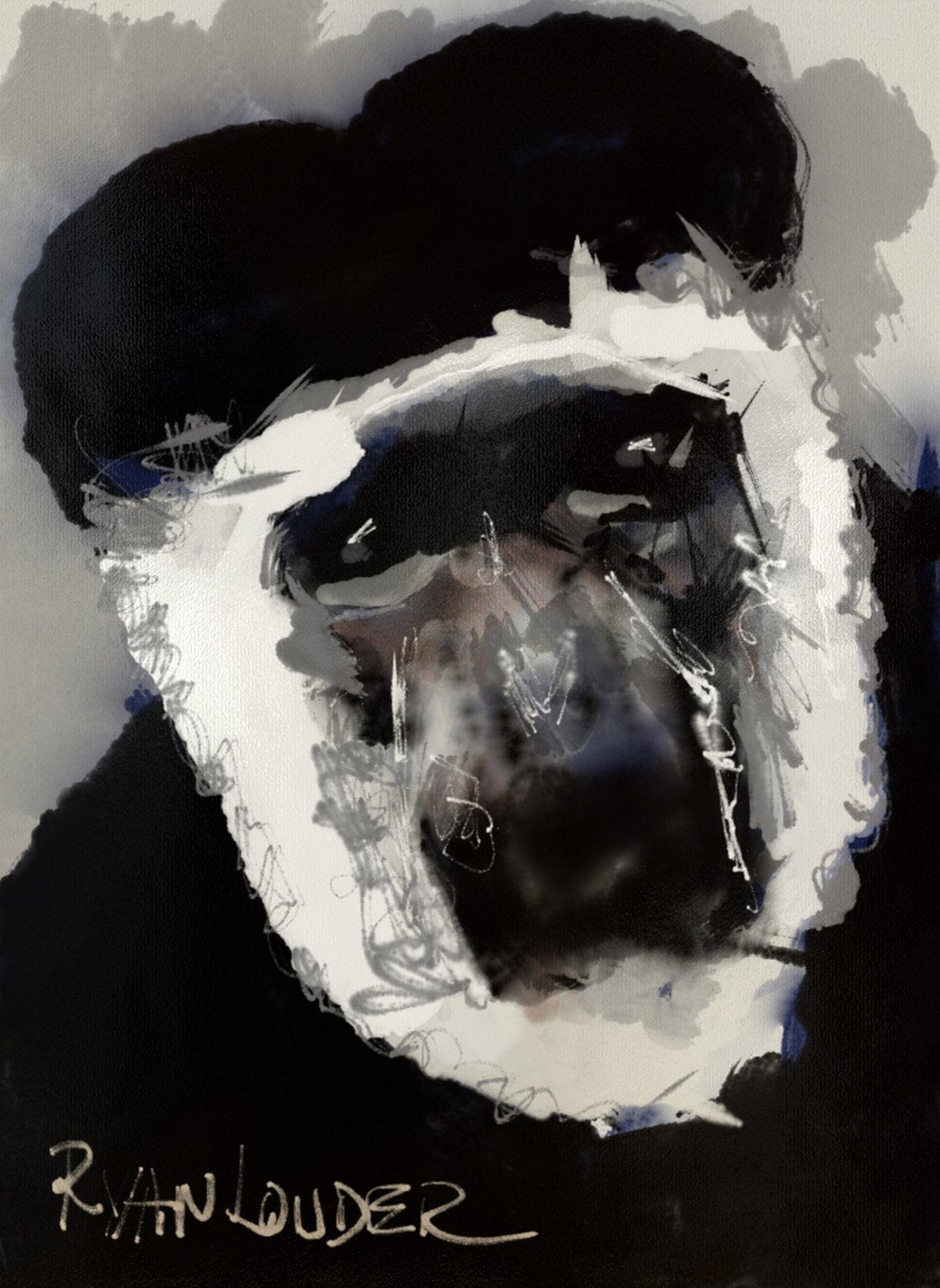 A painting titled 'Colobus Monkey by Ryan Louder' by Ryan Louder