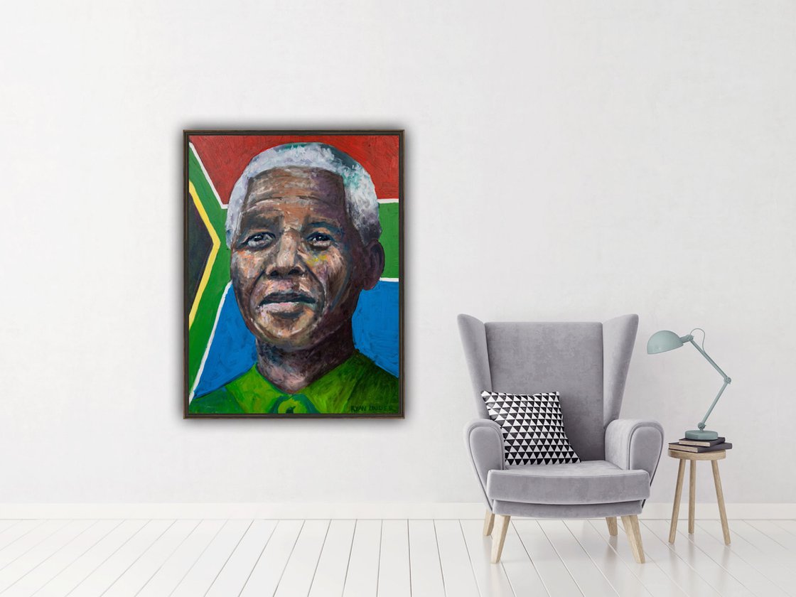 A painting titled 'Nelson Mandela by Ryan Louder' by Ryan Louder