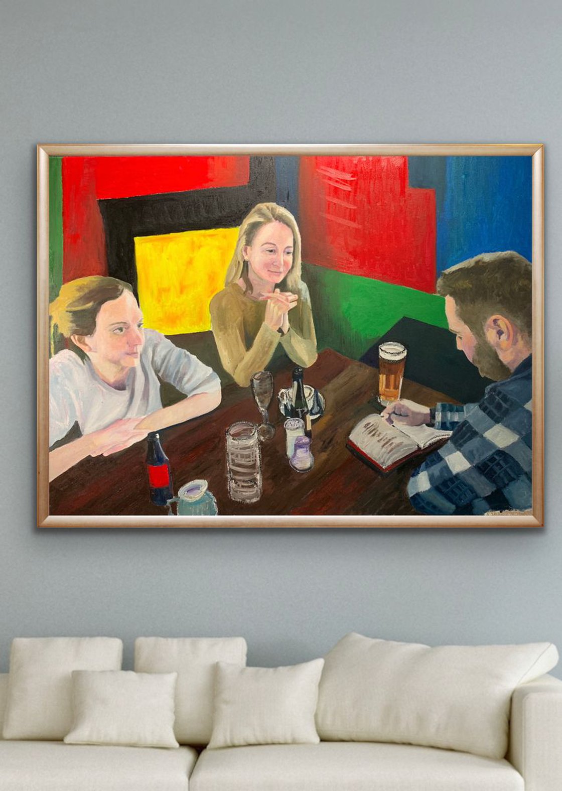 A painting titled 'Sunday Pub by Ryan Louder' by Ryan Louder