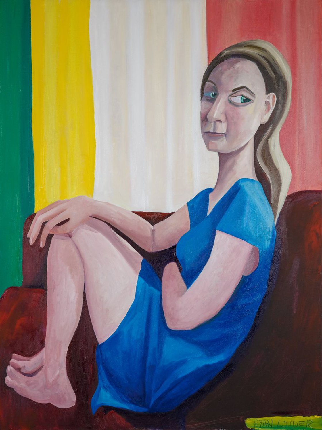 A painting titled 'Curious by Ryan Louder' by Ryan Louder