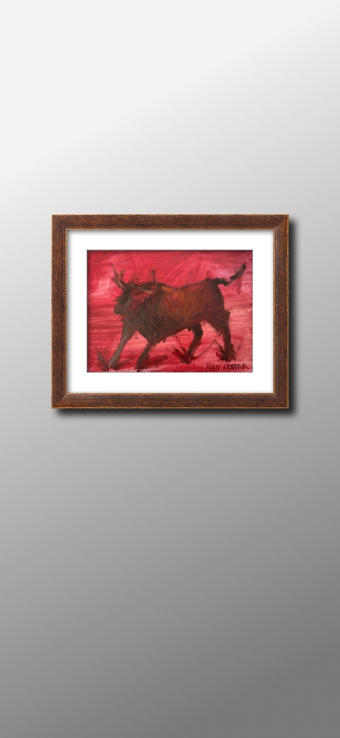 A painting titled 'Raging Bull by Ryan Louder' by Ryan Louder