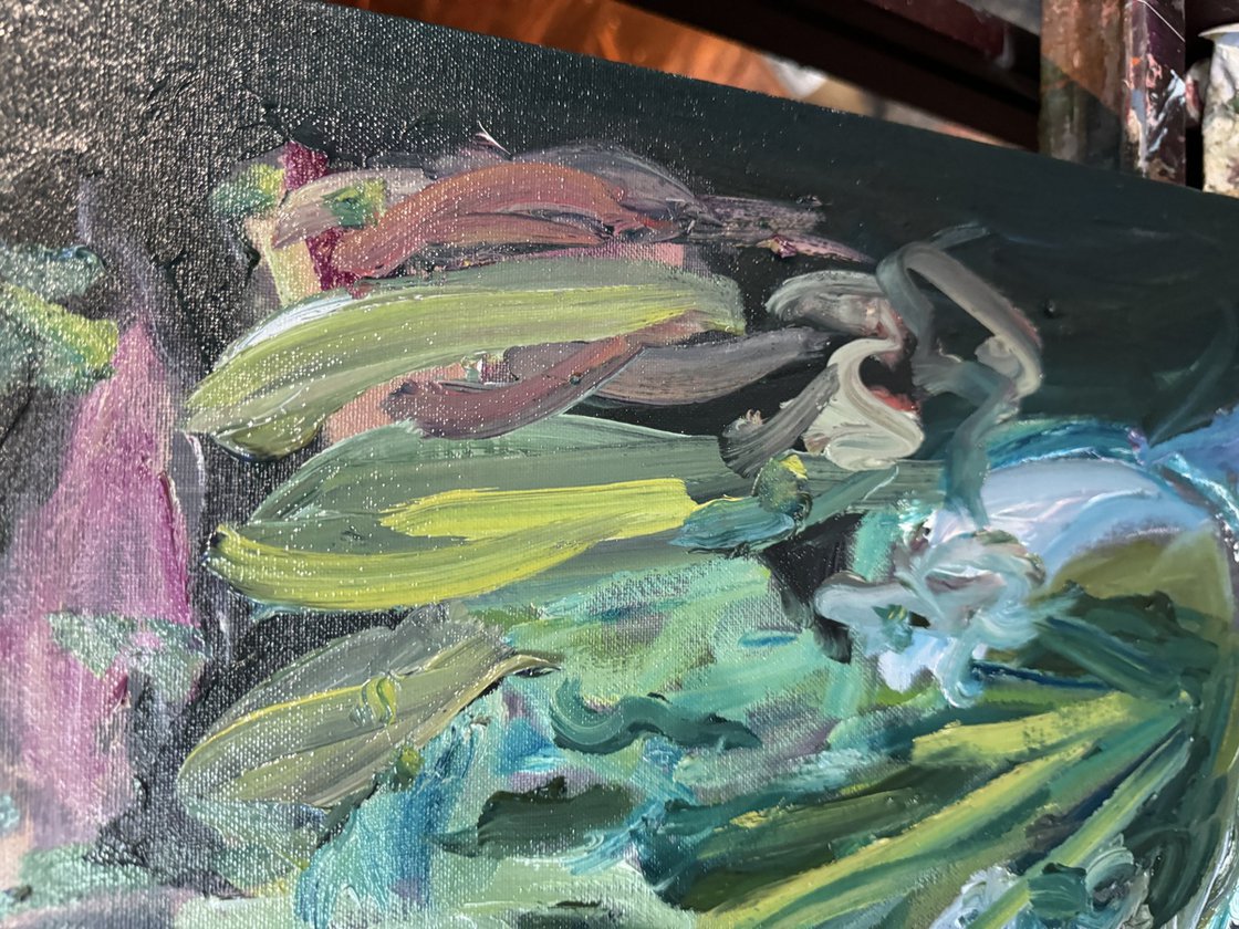 A painting titled 'Wilting Lillies no.2 by Ryan Louder' by Ryan Louder