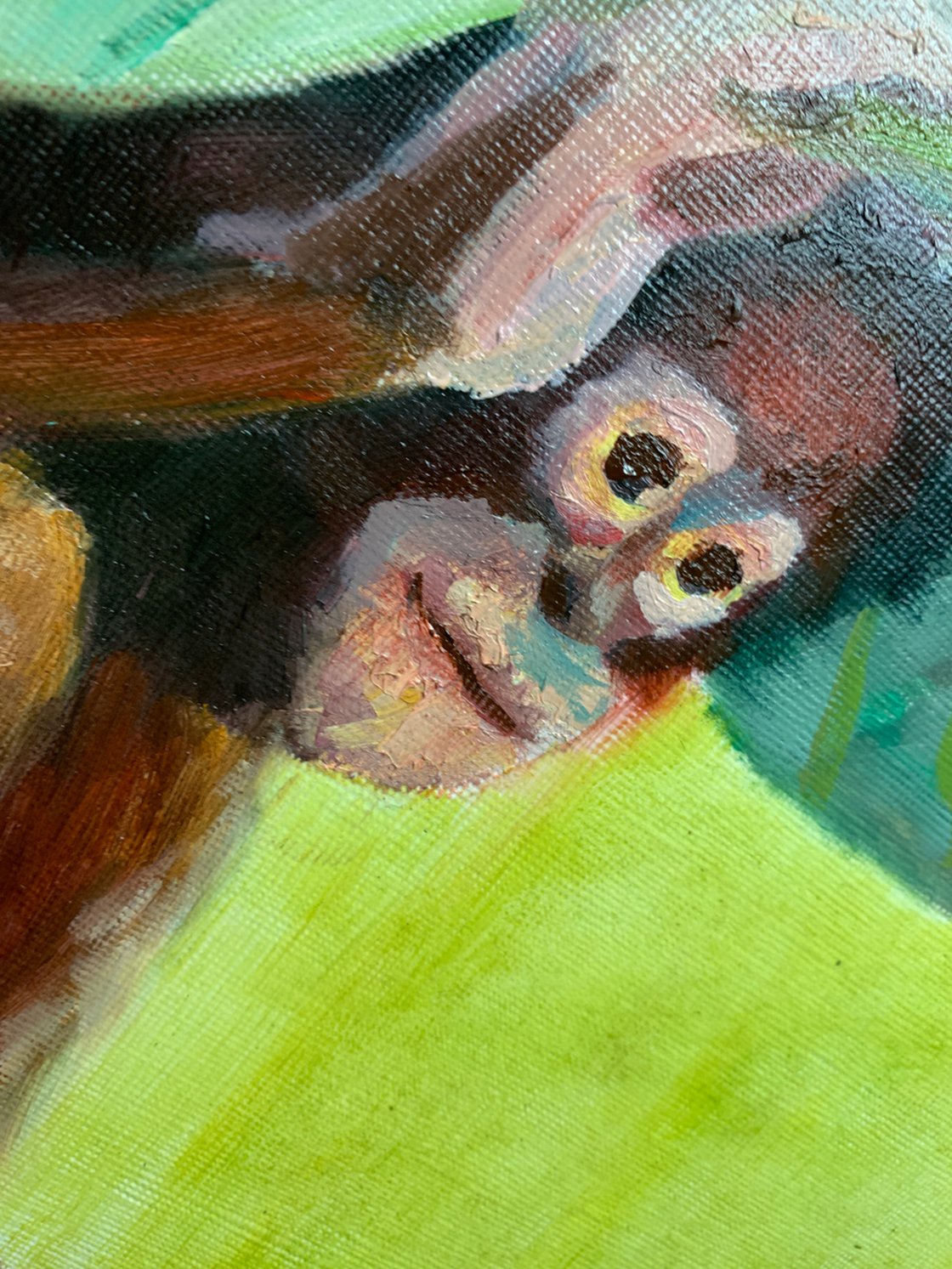 Orangutan Under A Leaf by Ryan Louder - Sold