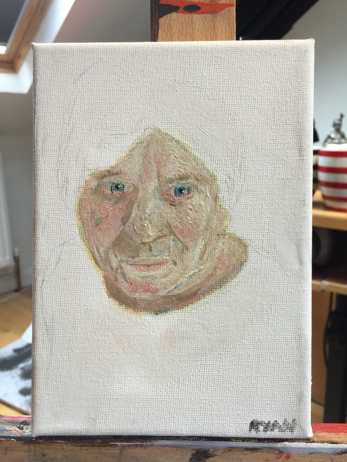 A painting titled 'Anxious Kindness 7x5 Oil On Canvas by Ryan Louder' by Ryan Louder