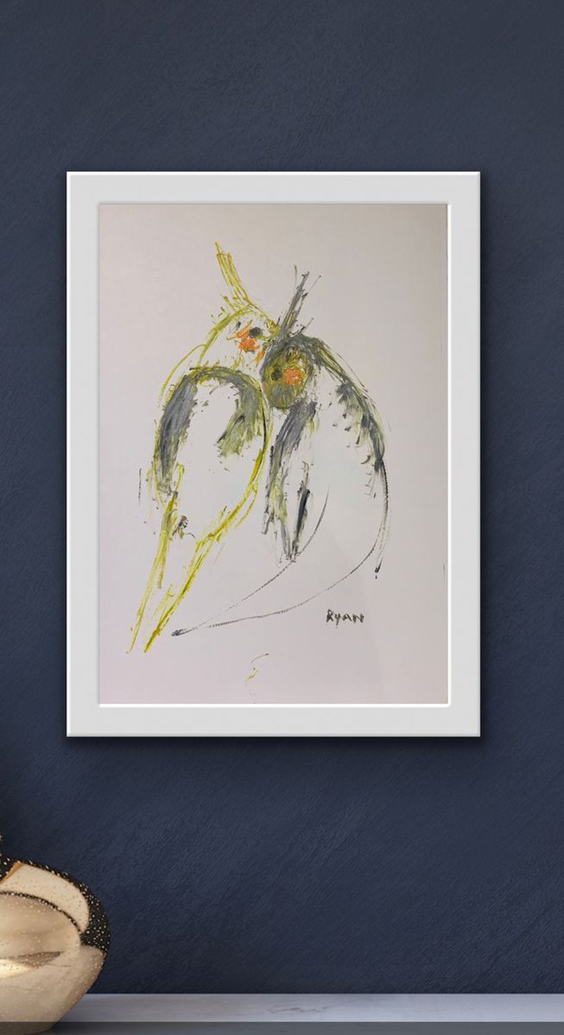 Shy Cockatiels by Ryan Louder - Sold